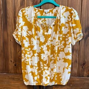 Mustard floral blouse